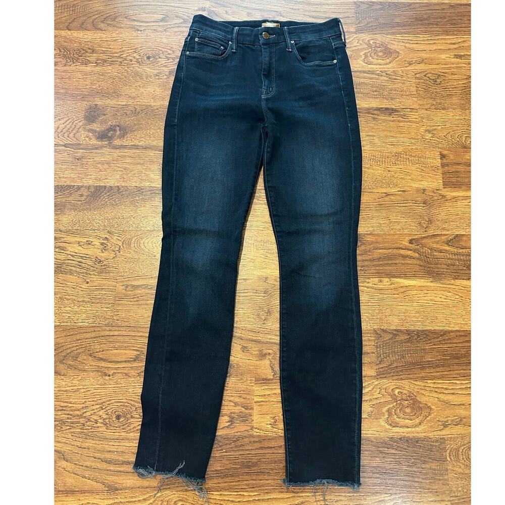 MOTHER The Looker Ankle Fray Jeans Women's Size 25 Dark Wash Premium Denim